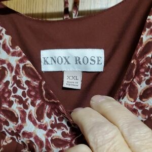 Knox Rose Burgundy and Cream Floral Dress XXL
